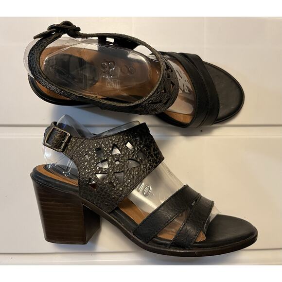 Ariat Poppy Riverstone Black Brown Ankle Strap Heeled Sandals Women’s US 8B - Picture 1 of 10